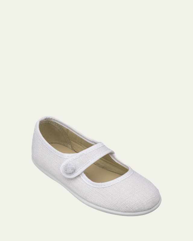 Girl's Linen Mary Jane Flats, Baby/Toddler/Kids